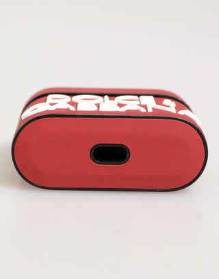Funda para Airpods con accesorio de silicona roja y blanca con logo en relieve