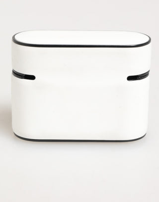 White Black Rubber Logo Embossed Accessory Airpods Case