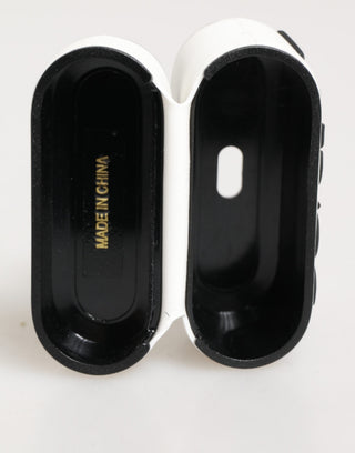 White Black Rubber Logo Embossed Accessory Airpods Case