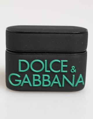 Funda para Airpods con accesorio de goma negra menta con logo en relieve