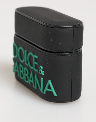 Funda para Airpods con accesorio de goma negra menta con logo en relieve