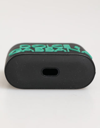 Funda para Airpods con accesorio de goma negra menta con logo en relieve