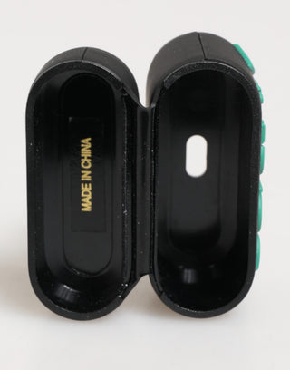 Funda para Airpods con accesorio de goma negra menta con logo en relieve