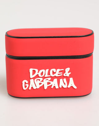 Red PVC DG Logo Embossed Men Flip Holder  Airpods Case