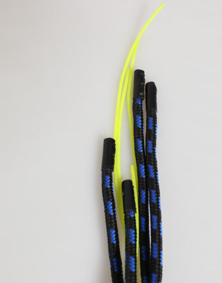 Blue Yellow Leather Tape String DG Logo Keychain Keyring