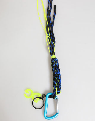 Blue Yellow Leather Tape String DG Logo Keychain Keyring