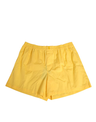 Pantalones cortos de baño con cinturilla elástica de algodón amarillo