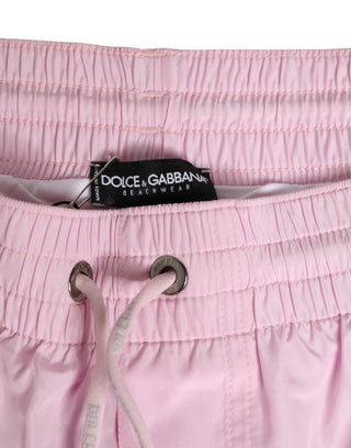 Pinke Nylon Badeshorts für Herren mit Logo-Seitenstreifen