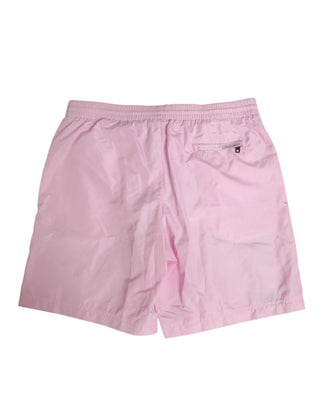 Pinke Nylon Badeshorts für Herren mit Logo-Seitenstreifen