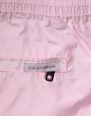 Pinke Nylon Badeshorts für Herren mit Logo-Seitenstreifen