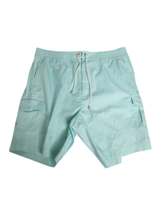 Pantalones cortos de baño para hombre en poliéster azul aqua