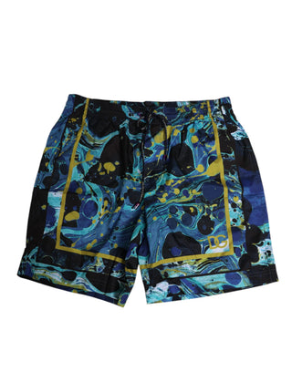 Bañador tipo bóxer para hombre con logo y estampado mármol azul  