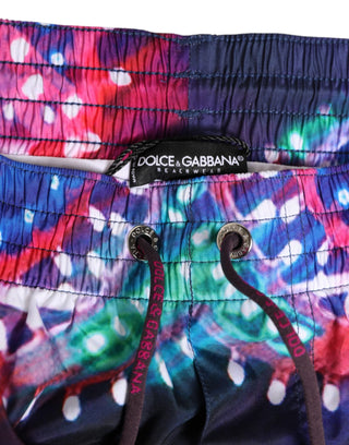Bañador tipo short de poliéster con estampado neón multicolor  