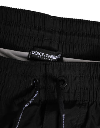 Black White Striped DG Logo Men Short  Swimwear