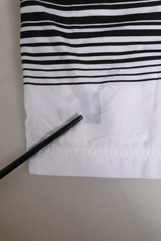 Black White Striped DG Logo Men Short  Swimwear