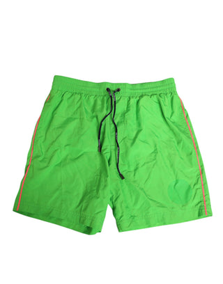 Bañador tipo short para hombre de nylon verde con cordón  