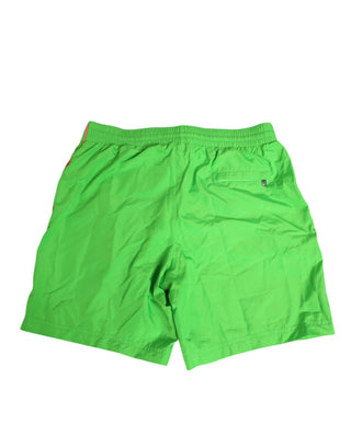 Bañador tipo short para hombre de nylon verde con cordón  