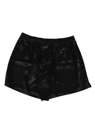 Schwarze Seidensatin-elastische Herren-Boxershorts (Badehose)