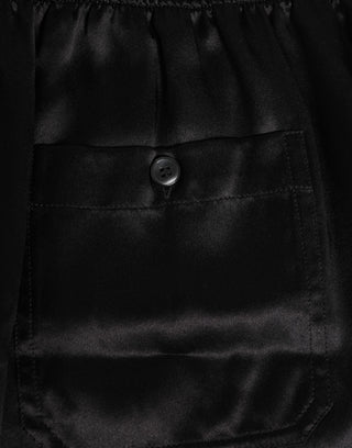 Schwarze Seidensatin-elastische Herren-Boxershorts (Badehose)