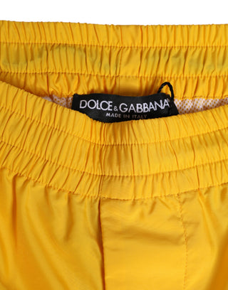Bóxer corto de baño con placa de logo en nylon amarillo  