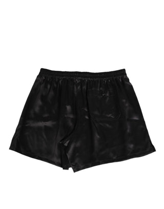 Schwarze Seidensatin-elastische Herren-Boxershorts (Badehose)