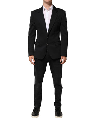 Dark Blue Cotton Men Jacket Coat Blazer Suit
