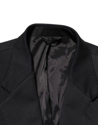 Dark Blue Cotton Men Jacket Coat Blazer Suit