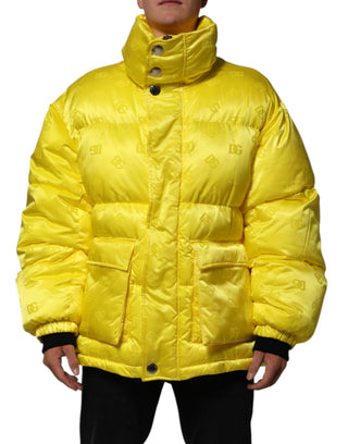 Gelbe Nylon-Logo-Steppbomberjacke für Herren