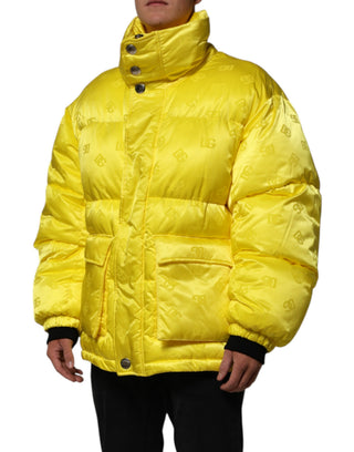 Gelbe Nylon-Logo-Steppbomberjacke für Herren