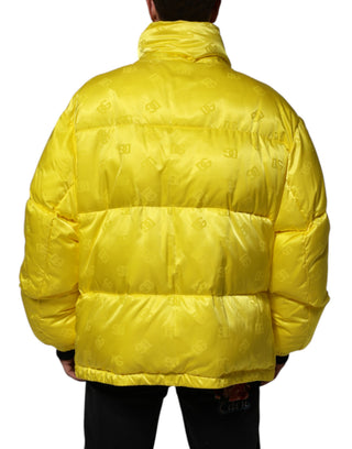 Gelbe Nylon-Logo-Steppbomberjacke für Herren