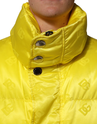 Gelbe Nylon-Logo-Steppbomberjacke für Herren