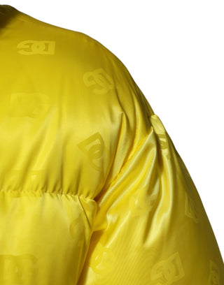 Gelbe Nylon-Logo-Steppbomberjacke für Herren