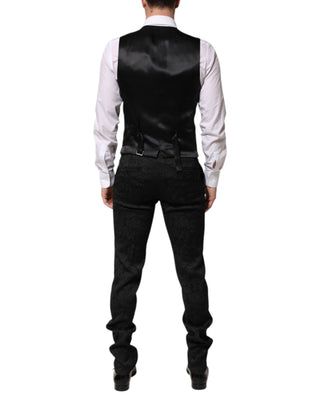 Black 3 Piece Brocade Jacquard Suit MARTINI