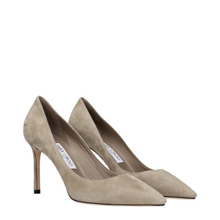 Gray Leather High Heel Pumps