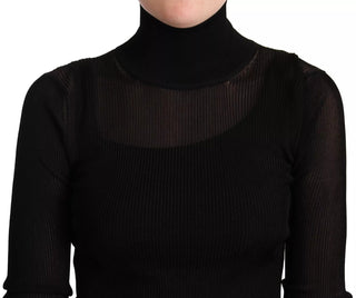 Schwarzer figurbetonter Rollkragenpullover