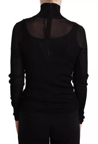Schwarzer figurbetonter Rollkragenpullover