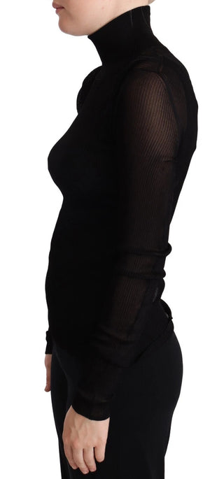Schwarzer figurbetonter Rollkragenpullover