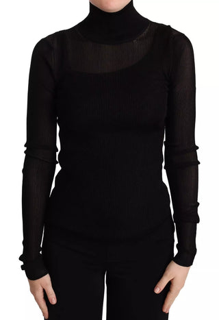 Schwarzer figurbetonter Rollkragenpullover