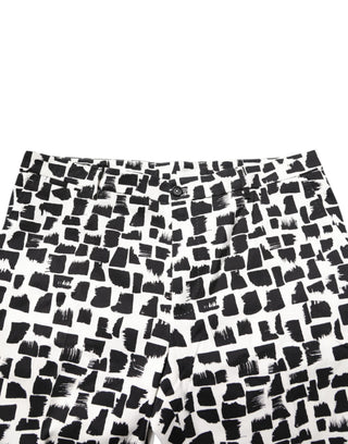 Schwarz-weiß bedruckte Hose aus Baumwollmischung