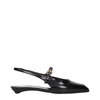 Sandalias planas de cuero negro