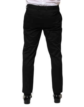 Schwarze Herren-Anzughose aus Baumwolle mit schmal zulaufendem Bein