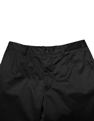 Schwarze Herren-Anzughose aus Baumwolle mit schmal zulaufendem Bein