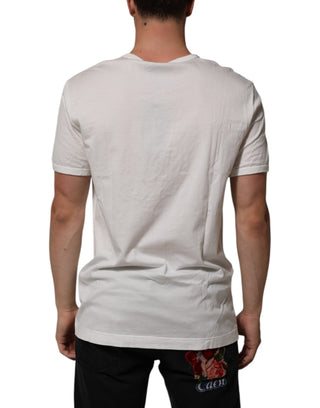 Weißes Baumwoll-T-Shirt für Herren mit geprägter DG-Krone