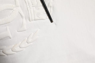 Weißes Baumwoll-T-Shirt für Herren mit geprägter DG-Krone