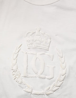 Weißes Baumwoll-T-Shirt für Herren mit geprägter DG-Krone