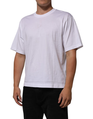 Weißes Baumwoll-T-Shirt mit Logo-Patch und Rundhalsausschnitt für Herren