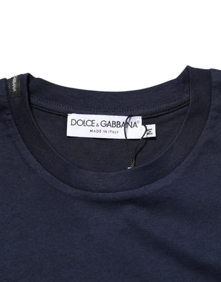 Dark Blue Cotton DG Logo Print Men’s Top T-shirt