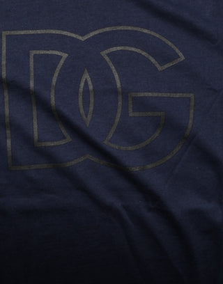 Dark Blue Cotton DG Logo Print Men’s Top T-shirt