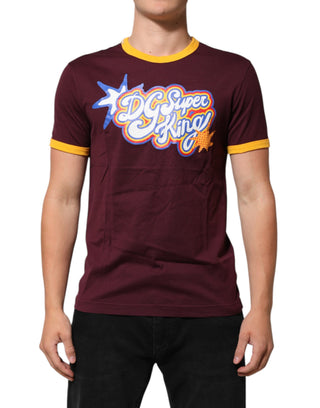 Burgundyfarbenes Baumwoll-T-Shirt DG Super King mit Logo