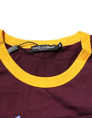 Burgundyfarbenes Baumwoll-T-Shirt DG Super King mit Logo